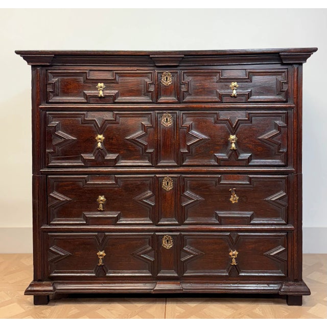 Antique Charles II Oak Chest of Drawers, 1600s For Sale - Image 4 of 9