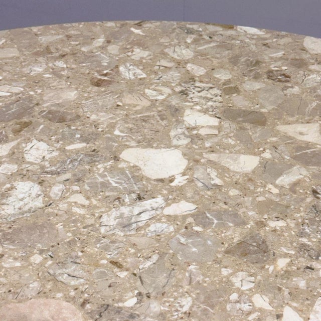 Round Breccia Marble Pedestal Table | 1980s Vintage Stone Dining Table | Postmod For Sale - Image 10 of 14