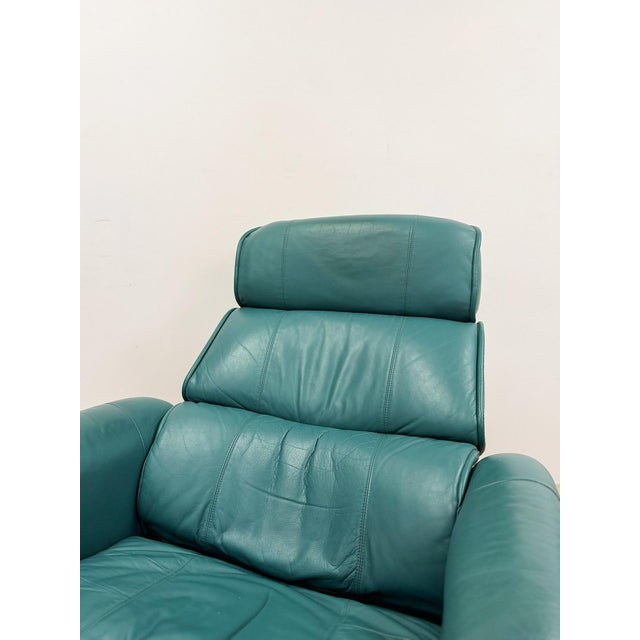 Chairworks Teal Adjustable Recliner Stressless Style Vintage Lounge Chair Retro For Sale In Tampa - Image 6 of 12