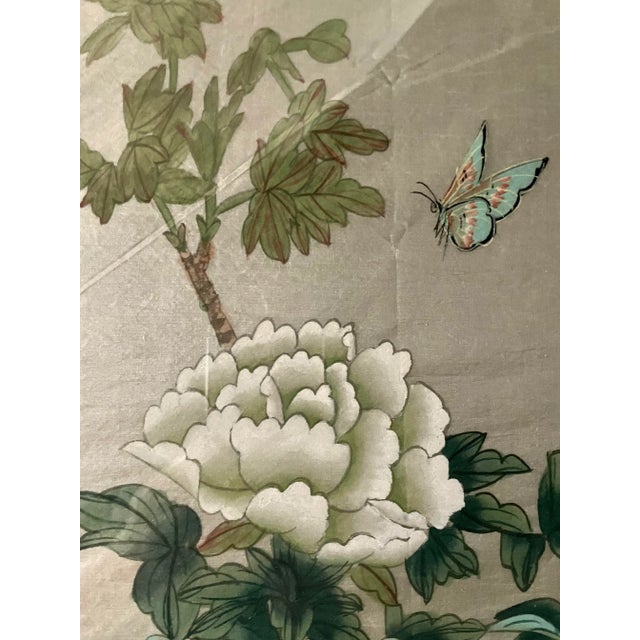 Late 20th Century Original Chinoiserie Asian Framed Floral Painting For Sale In Los Angeles - Image 6 of 11