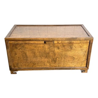 Asian Style Ming-Leg Oak Hinge Top Storage Trunk For Sale