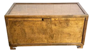 Asian Style Ming-Leg Oak Hinge Top Storage Trunk