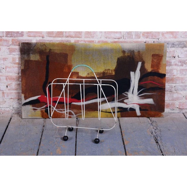 1950s Mid-Century Czech Magazine Stand in Painted Metal, 1950s For Sale - Image 5 of 7