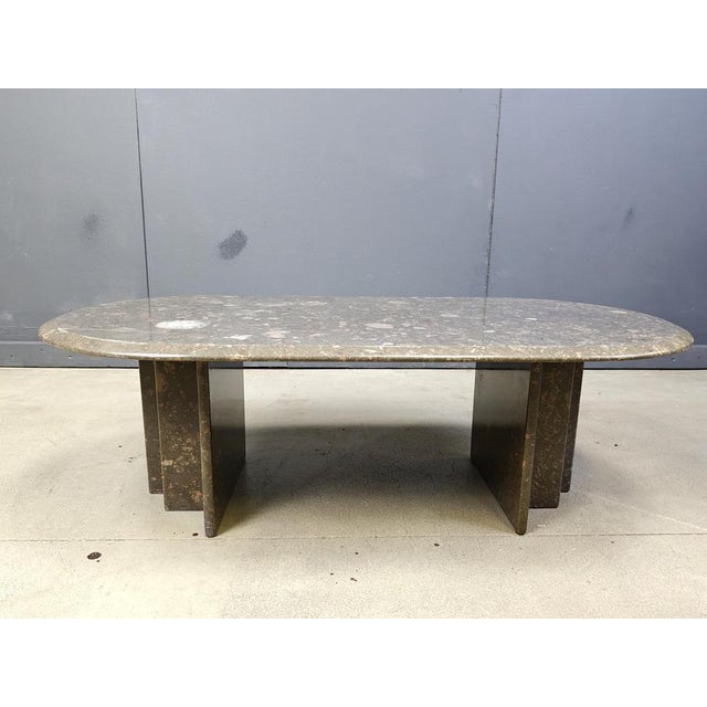 Gray Vintage Italian Grey Marble Coffee Table, 1970s For Sale - Image 8 of 11