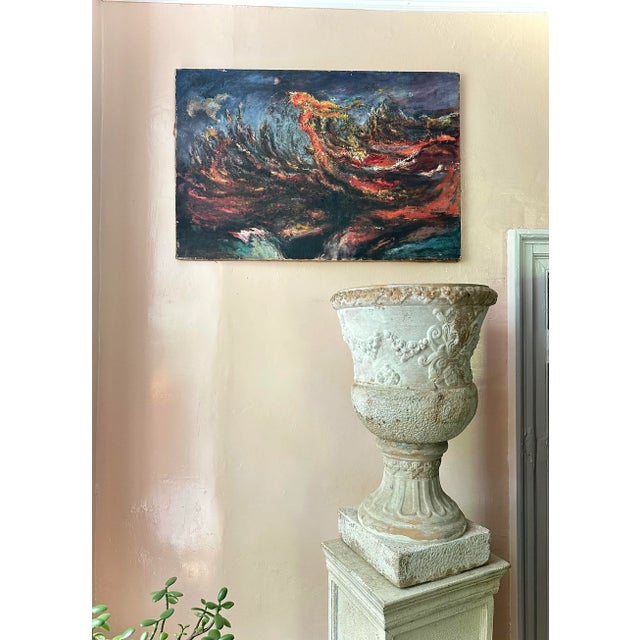 Mid-Century Modern Intense Mid Century Modern Oil Painting For Sale - Image 3 of 12