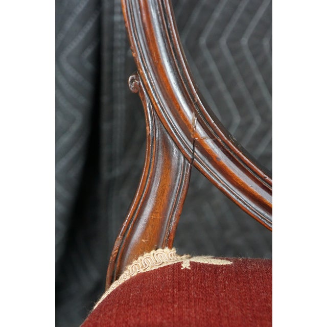 Antique Hepplewhite Carved Mahogany Oval Wheel Back Dining Side Desk Chair For Sale - Image 11 of 18