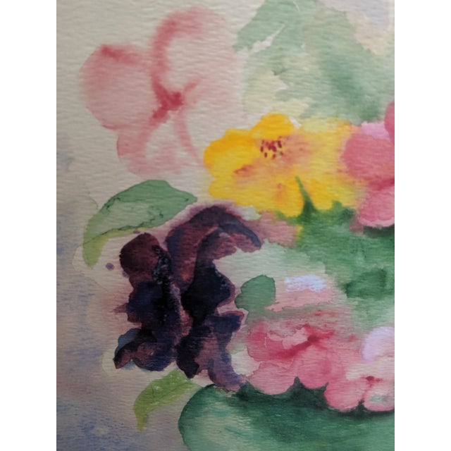 Vintage Original Still Life Botanical Watercolor Signed For Sale - Image 4 of 9