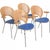 Set of 4 Nanna Ditzel Trinidad armchairs, made of beech and with the seat upholstered with blue fabric. The chairs are...