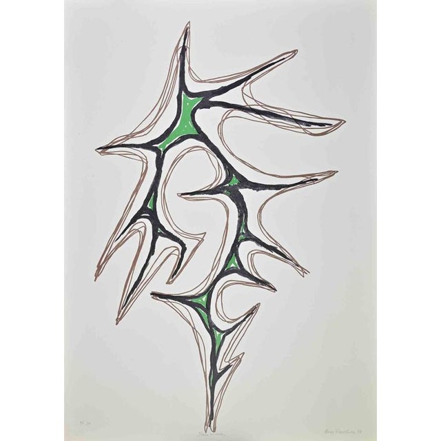 Nino Franchina, Green Pattern, Lithograph, 1973 For Sale - Image 3 of 3