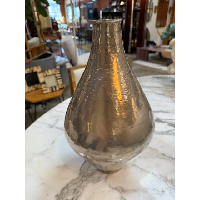 Vintage Hammered Silver Metal Vase For Sale In Los Angeles - Image 6 of 7