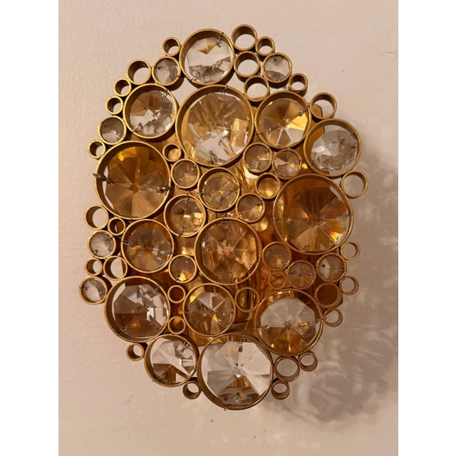 Metal 1960s Mid Century Modern Palwa Crystal 1 Wall Light For Sale - Image 7 of 13