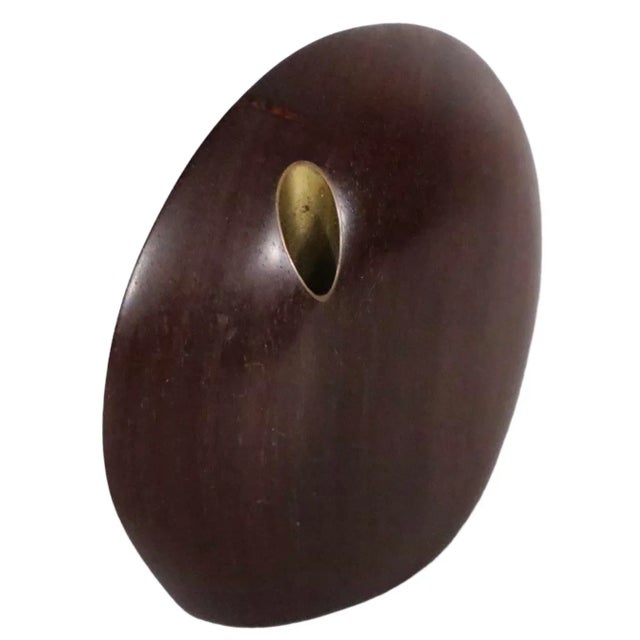 Mid Century Wood and Brass Pen Holder Poss. Danish or Japanese Made C 1950's For Sale - Image 9 of 12