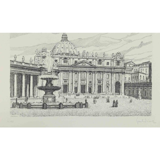Etching realized by Giuseppe Malandrino in the early 1970s. Hand-signed by the artist in pencil on the lower right corner....