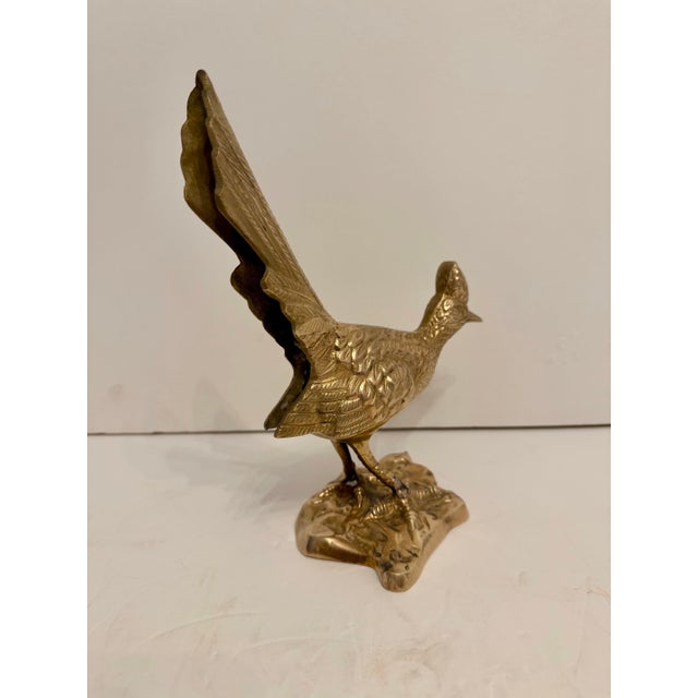 Vintage Hollywood Regency Brass Roadrunner Bird Sculpture For Sale In New York - Image 6 of 12