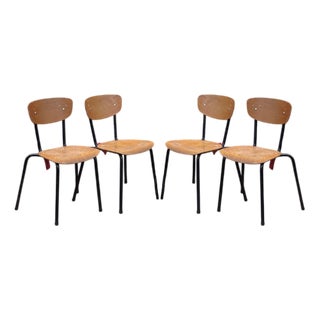 French School Stacking Chairs, 1950s, Set of 4 For Sale