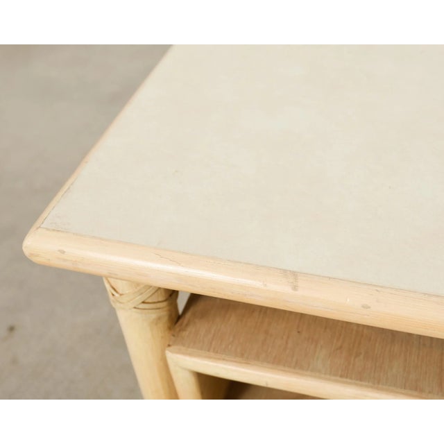 Pair McGuire Cerused Oak Rattan Nightstands End Tables For Sale - Image 12 of 17