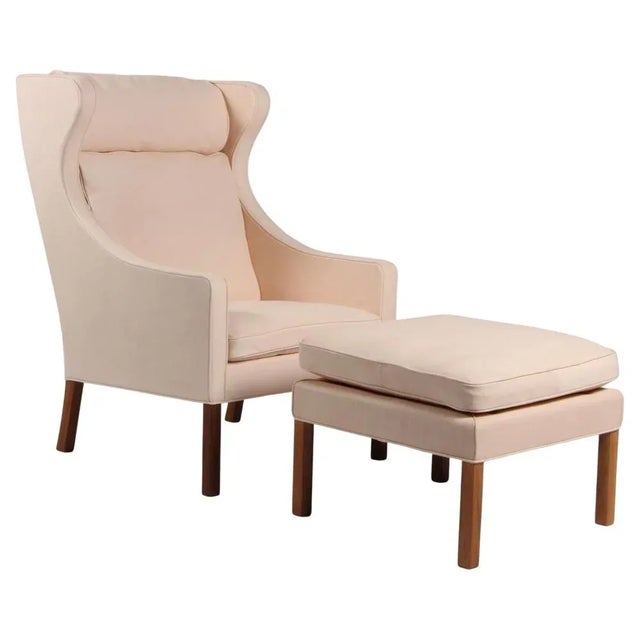 Set of Natural Leather Wingback Chair and Ottoman by Børge Mogensen for Fredericia For Sale - Image 13 of 13