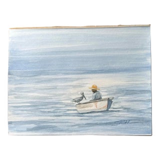 Signed Original Watercolor Seascape by Nancy Smith "The Conversation" For Sale