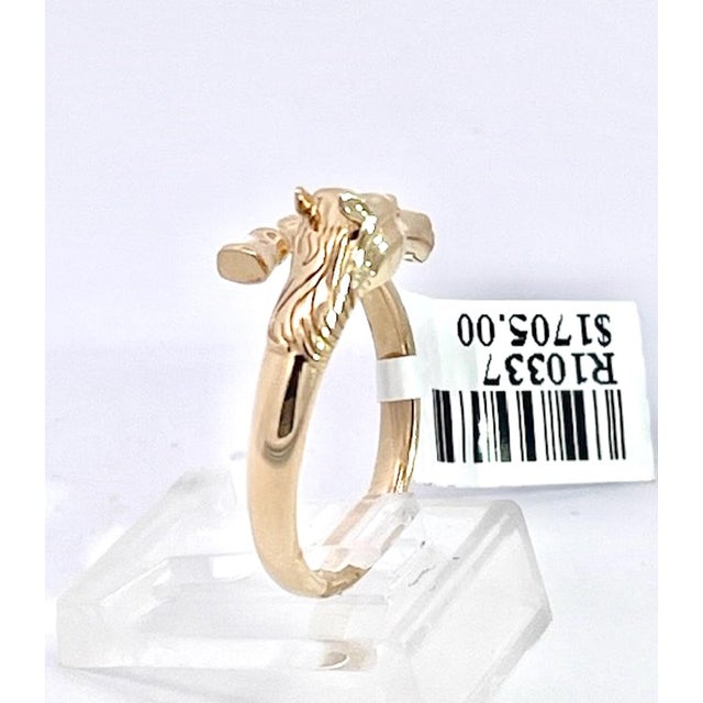 14k Yellow Gold Horse Ring Doves by Doron Paloma Size 6.75 For Sale - Image 4 of 10
