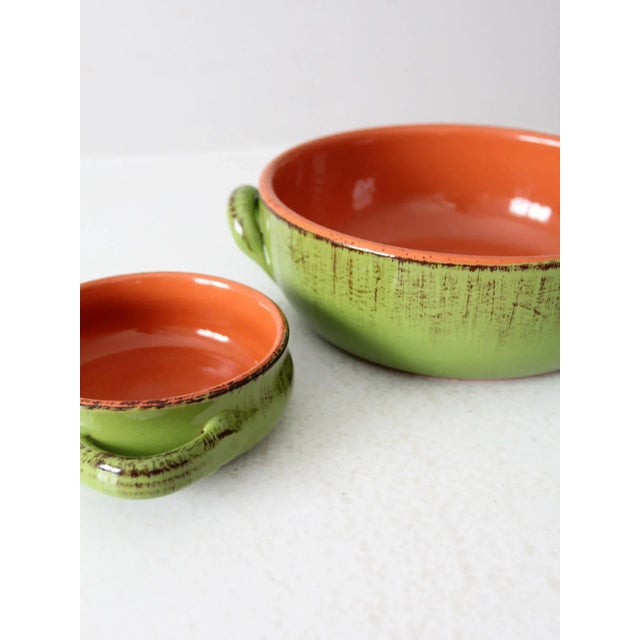Mid 20th Century Vintage Italian Terracotta Serving Bowls Pair For Sale - Image 5 of 9