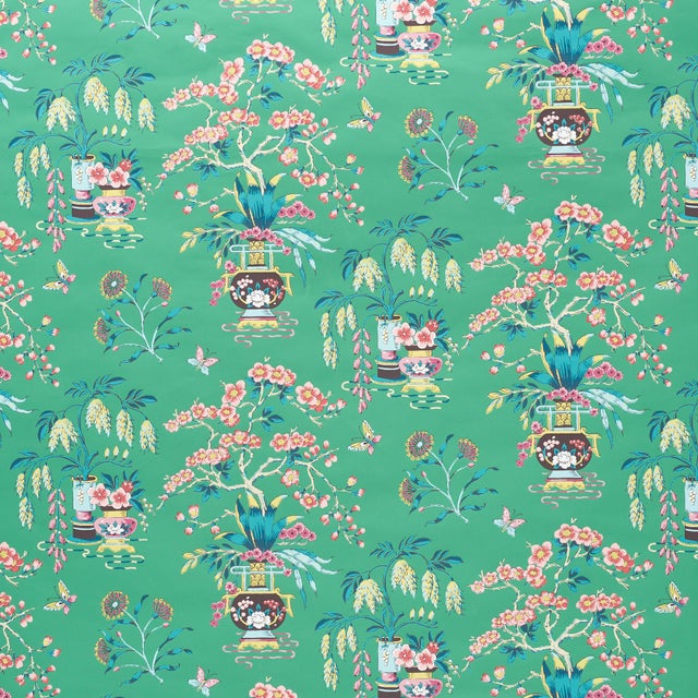 Schumacher Ming Vase Wallpaper in Jade Chairish