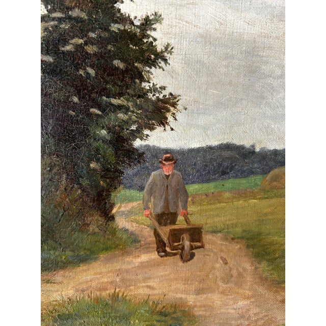 Antique Original Oil Painting by Gustav Vermehren, Cottage at Dusk, Realism For Sale - Image 6 of 12