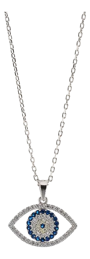 Sparkly Evil Eye Sterling Silver Necklace