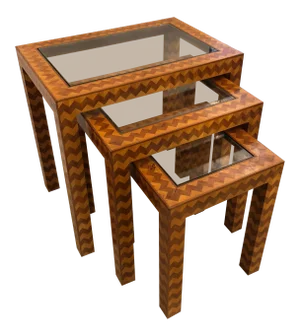 1960s Italian Trio of Inlaid Nesting Tables - Set of 3