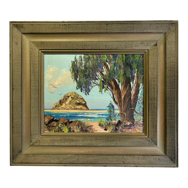 Mid-Century Thomas Fisk Goff Plein Air Seascape Oil Painting For Sale
