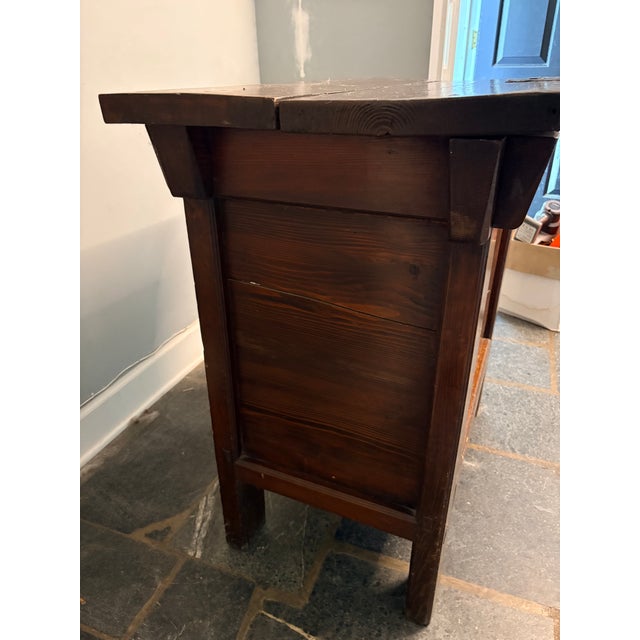 20th Century Korean elm rice bin with removable top for storage. The chest was made using mortiser and tenon joinery....