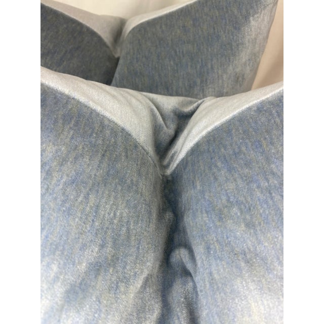 Transitional Perennials "Big Softy" in Zephr Indoor/Outdoor Velvet Pillows- a Pair For Sale - Image 3 of 5