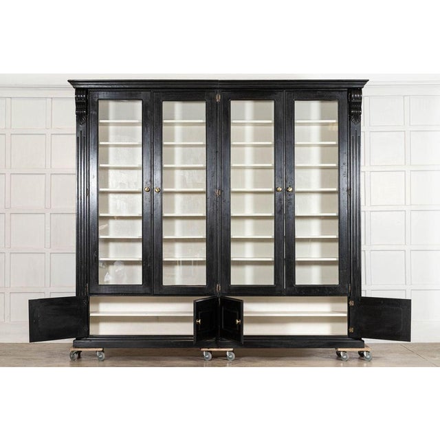 1940s English Ebonised Mahogany Glazed Bookcase, 1940 For Sale - Image 5 of 17