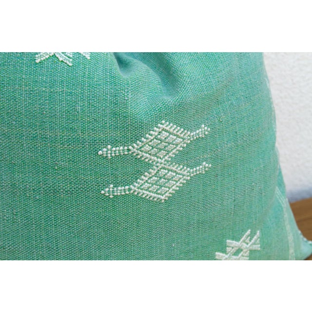 Sage Diamond Cactus Silk Moroccan Pillow For Sale - Image 4 of 8