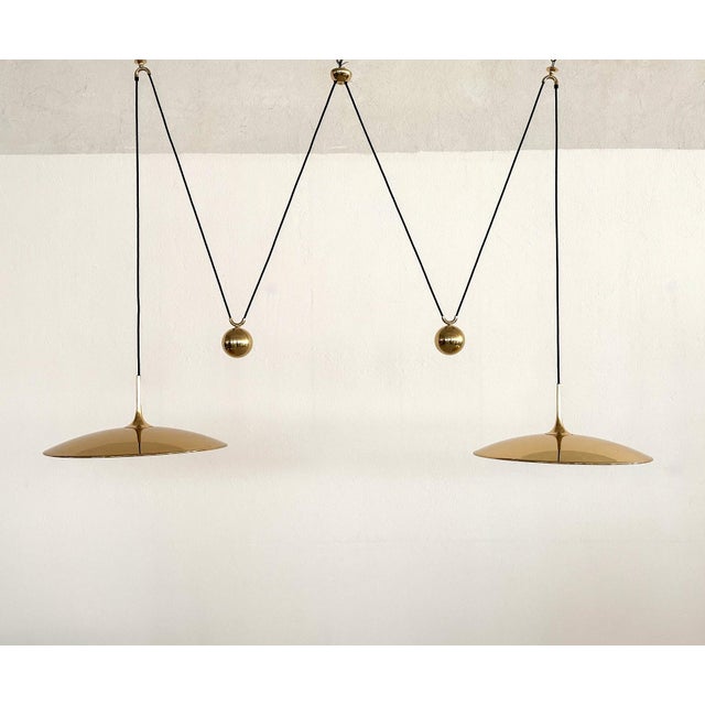 Onos 55 Double Pull Brass Pendant with Counter Weights by Florian Schulz, 1970s For Sale - Image 15 of 15