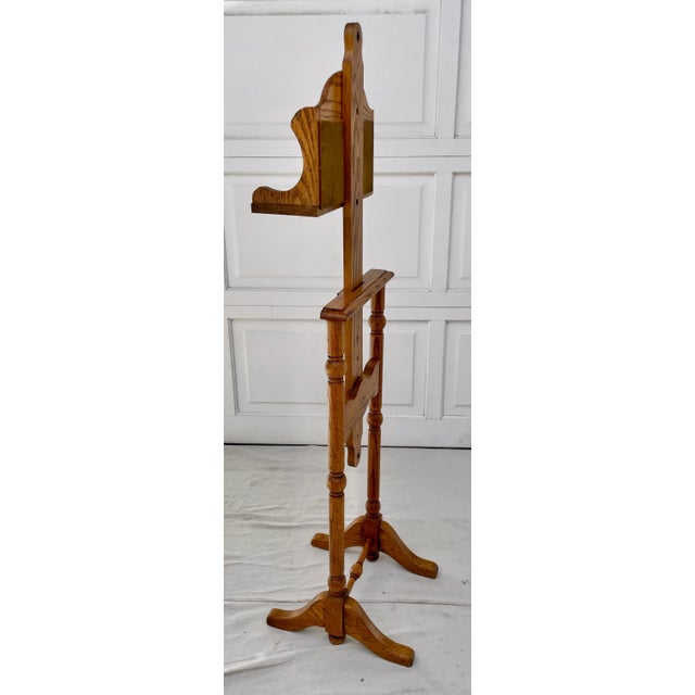 Wood Mid 20th Century Traditional Oak Adjustable Vanity Mirror Valet Stand For Sale - Image 7 of 11