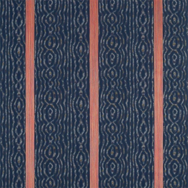 Zoffany Lennox Stripe Fabric in Indigo/Sunstone - a Sample For Sale