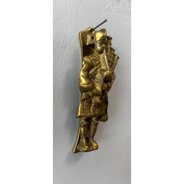 English Vintage Brass Bagpiper Door Knocker For Sale - Image 3 of 5