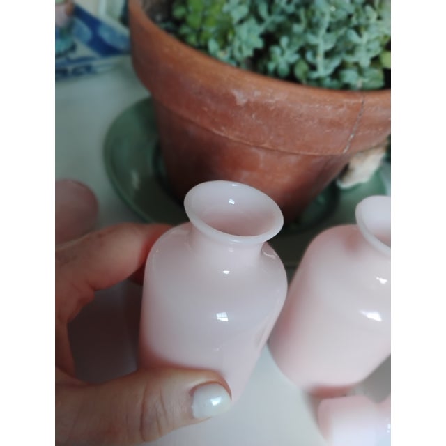 Pink Early 20th Century Pair of French Pink Opaline Perfume Bottles With Original Stopper For Sale - Image 8 of 12