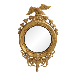 Antique Federal 18th C. Gold Gilt Convex Bullseye Wall Mirror