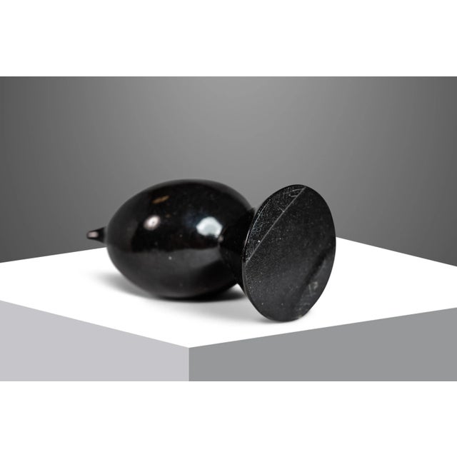Stone Post Modern Two-Piece Sculpture in Solid Black Marble, Usa, C. 1980's For Sale - Image 7 of 12