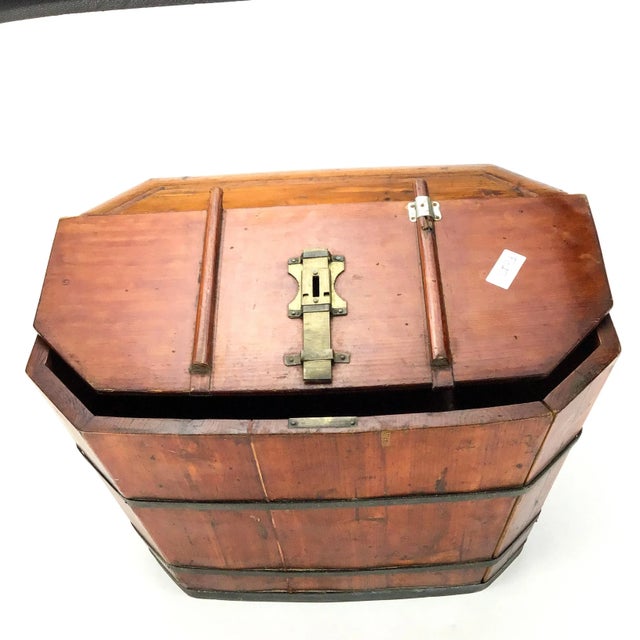 Large Wooden Antique Chinese Wedding or Money Chest Trunk For Sale - Image 9 of 12
