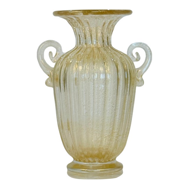 Alberto Dona 24k Gold Flecked Murano Vase For Sale