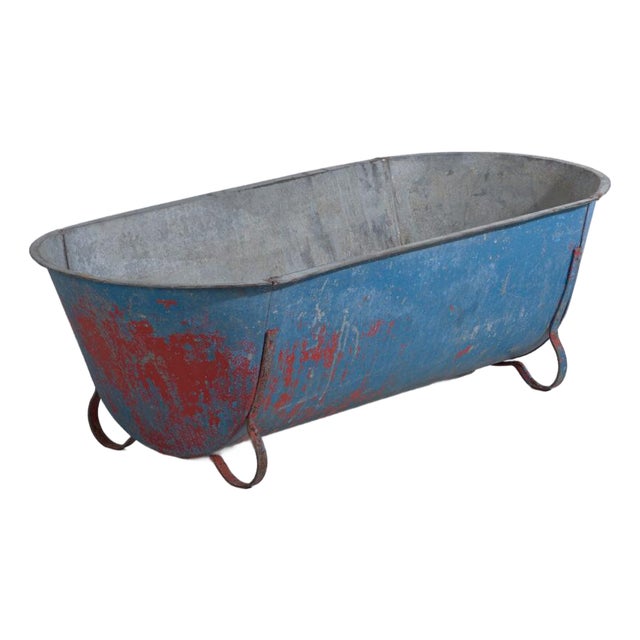 Antique Galvanized Zinc Tub For Sale