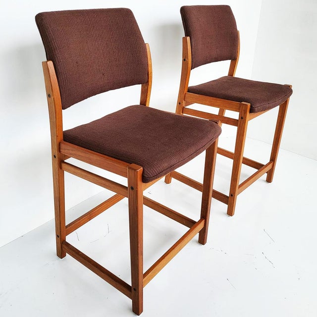 Mid 20th Century Swedish Teak Counter Stools Designed by Svegards Markaryd, Set of 2 For Sale - Image 9 of 11