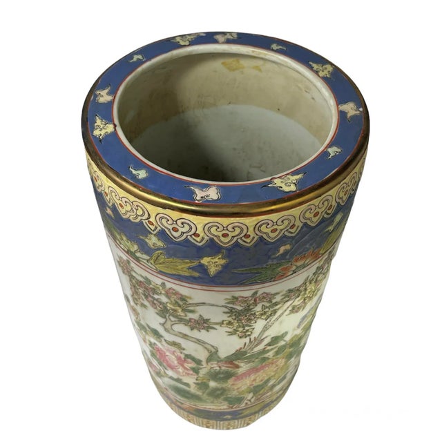 Vintage Chinese Porcelain Umbrella Stand For Sale - Image 6 of 11