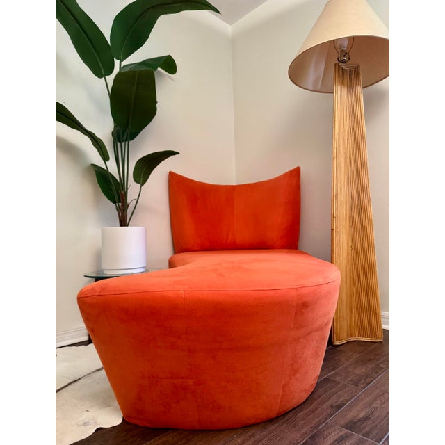 1970s Vic-Line Sculptural Modular Chaise Lounge in Orange Velvet For Sale In Orlando - Image 6 of 9