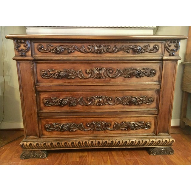 European Walnut Carved Chest of Drawers For Sale - Image 10 of 10