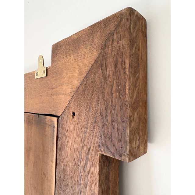 Wood Architectural Oak Wall Mirror with Crossette Corners, France, 1920s For Sale - Image 7 of 11
