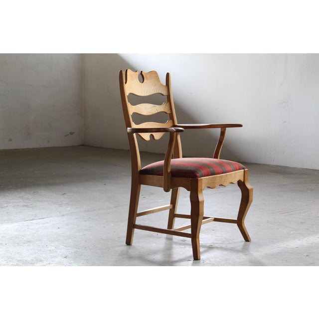 Vintage Brutalist Oak Razorblade Armchairs attributed to Henning Kjærnulf, 1960s, Set of 2 For Sale - Image 14 of 18