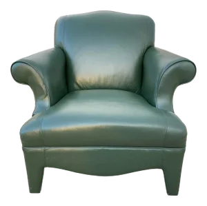 Neotraditional Fully Upholstered Leather Lounge Chair Manner of John Hutton for Donghia
